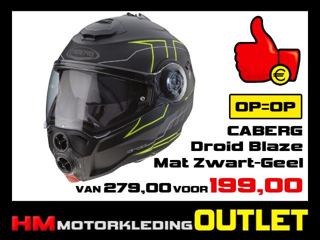 voor de hand liggend Materialisme Wiens Motorhelm Caberg Droid Blaze Mat Zwart-Geel S-56 - Huybers Motoren