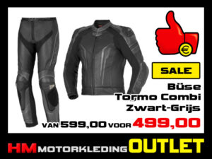 Leren motorpak Buse Tormo Combi Zwart-Grijs - MEN