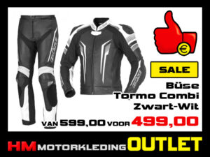 Leren motorpak Buse Tormo Combi Zwart-Wit - MEN